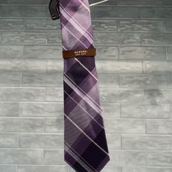 NWT Merona 100% Silk Plaid Purple Tie