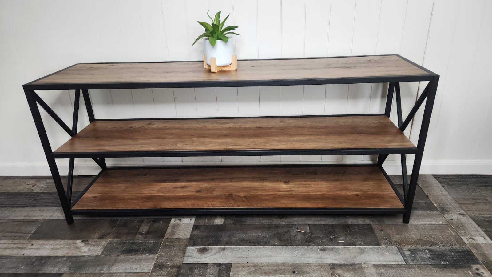Rustic Entryway Console Table, Long Hallway Table / TV Stand / Bookcase Shelf