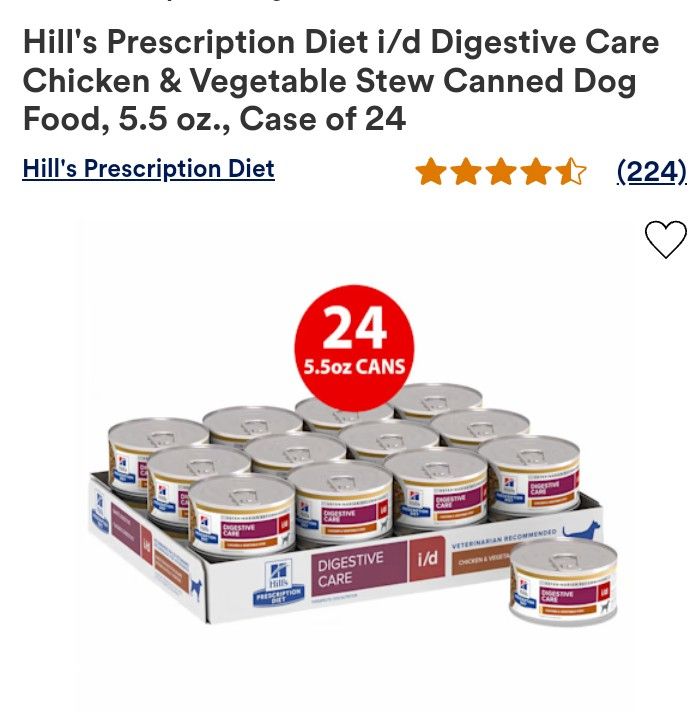 Hill's Prescription Diet i/d Digestive Care Chicken & Vegetable Stew Canned Dog Food, 5.5 oz., Case o