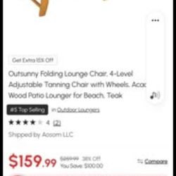 Outsunny Wood Foldable Lounge Chair
