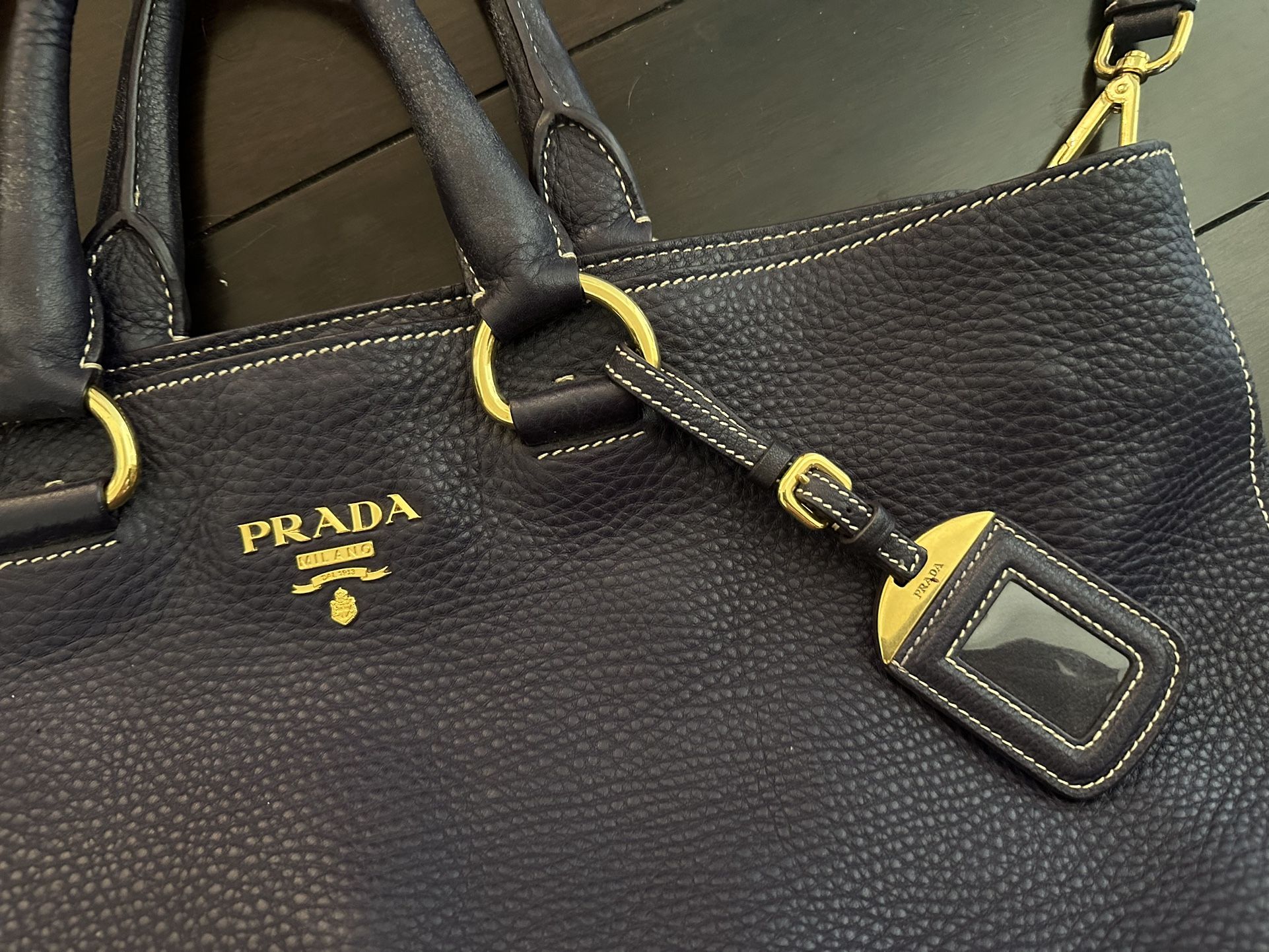 PRADA MILANO Logo 2Way Shoulder Hand Bag Leather Purple Petunia Italy