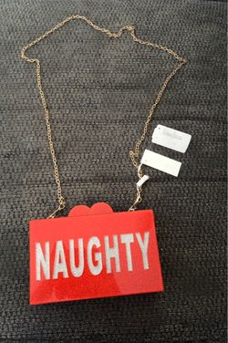 Bari Lynn Naughty Nice Red Glitter Box Clutch Crossbody NWT