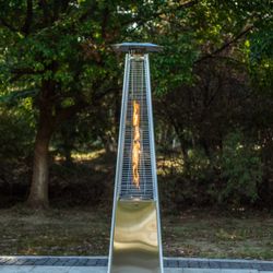 BTExpert 48,000 BTU Stainless Steel Pyramid Patio Heater - Quartz Glass Tube Propane Outdoor Heater