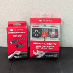 My Arcade GamePad Retro Wired Controller & 10 Foot Extender Cable for NES Classic Edition