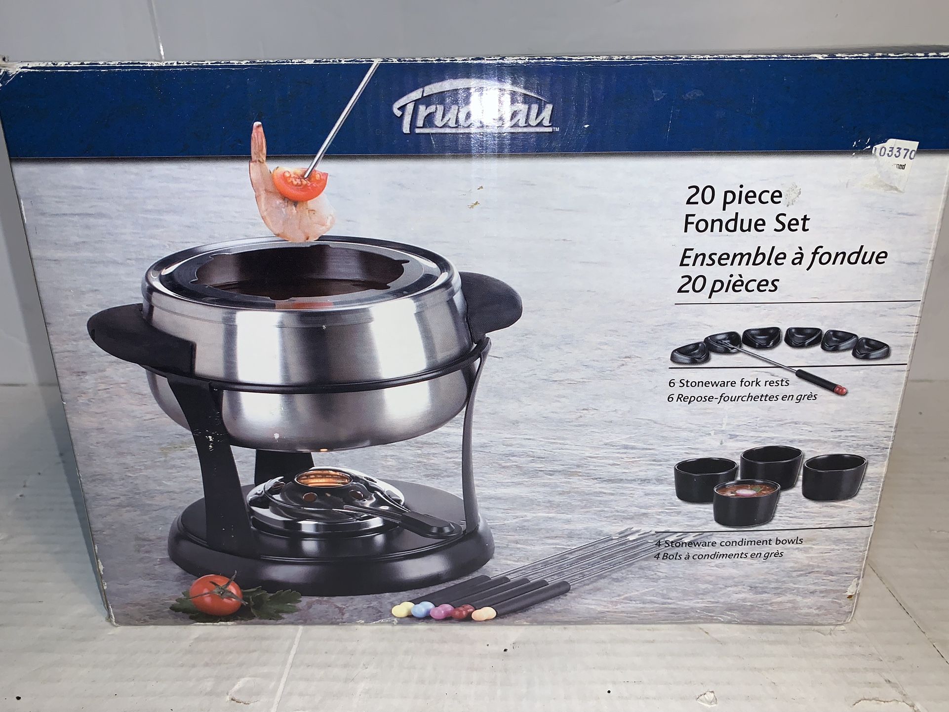 Trudeau 20 Piece Stainless Steel Fondue Set with Ceramic Bowls Forks and Rests