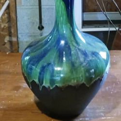 Vintage Blue/Green Drip Glaze Table Vase