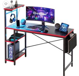 Bestier Gaming Desk with Storage Shelves