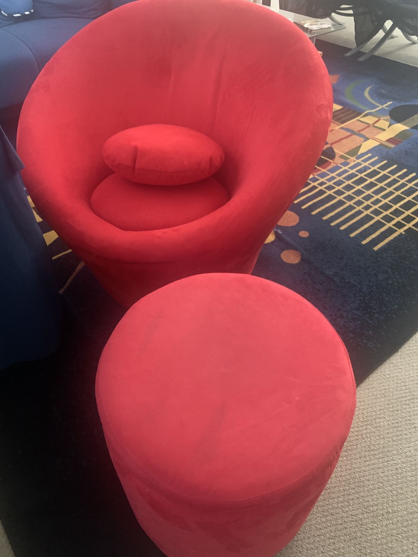 Retro Red chair with footstool