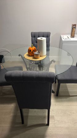 dining table and set of chairs