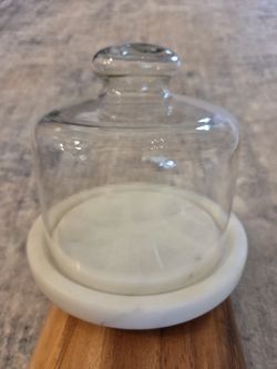 Marble & Glass Dome Cloche Cheese Server