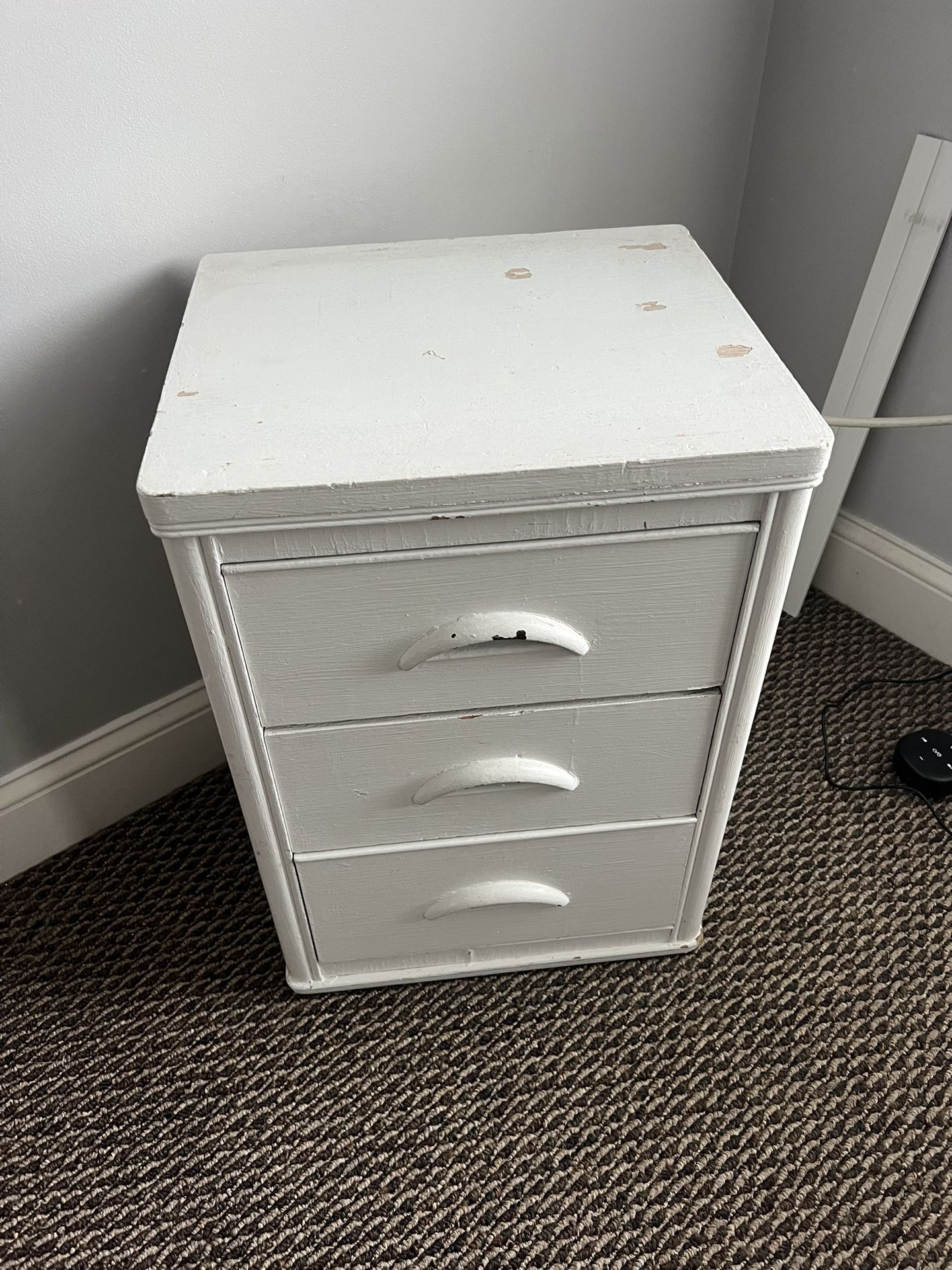 White Nightstand -Solid Wood
