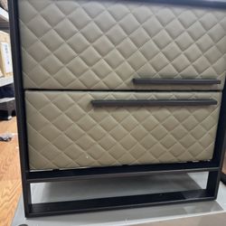 Metal Stitches Pleather Side Table 