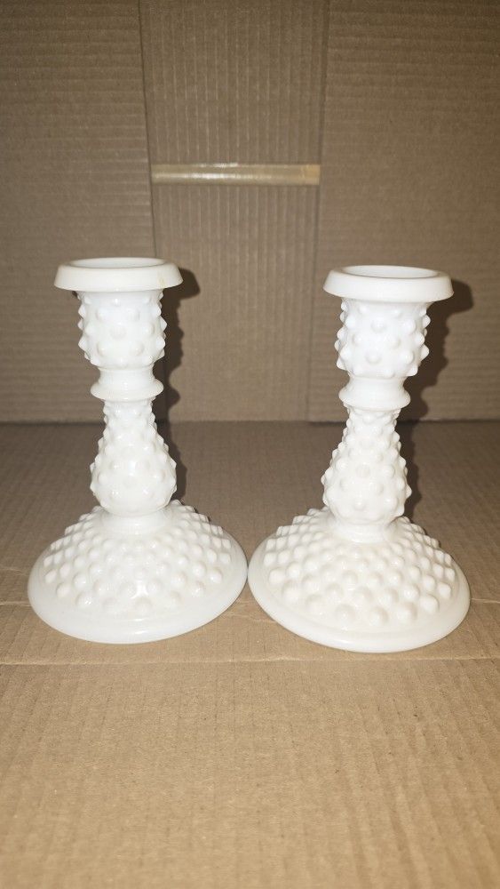 Vintage Hobnail Milk Glassware