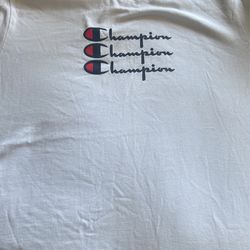 Champion, Shirt, White And Large 
