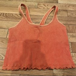 Women’s Ribbed Tank Top in orange 
