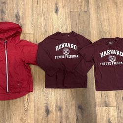 Kid L. L. Bean rain coat size4, Harvard shirt 4T/5T, Uniqlo 3-4  All for $8