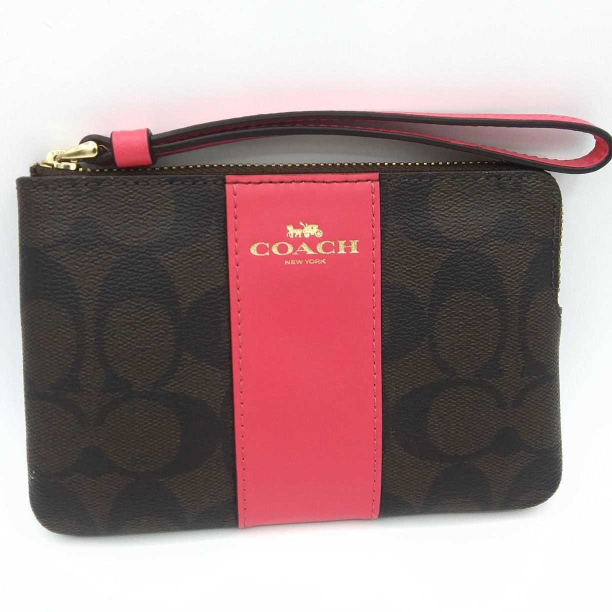 NWT COACH authentic leather wristlet small