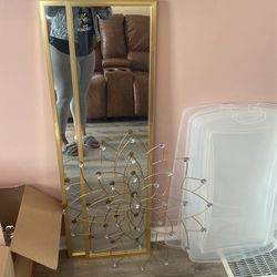 2 Gold Mirrors And Wall Decor 