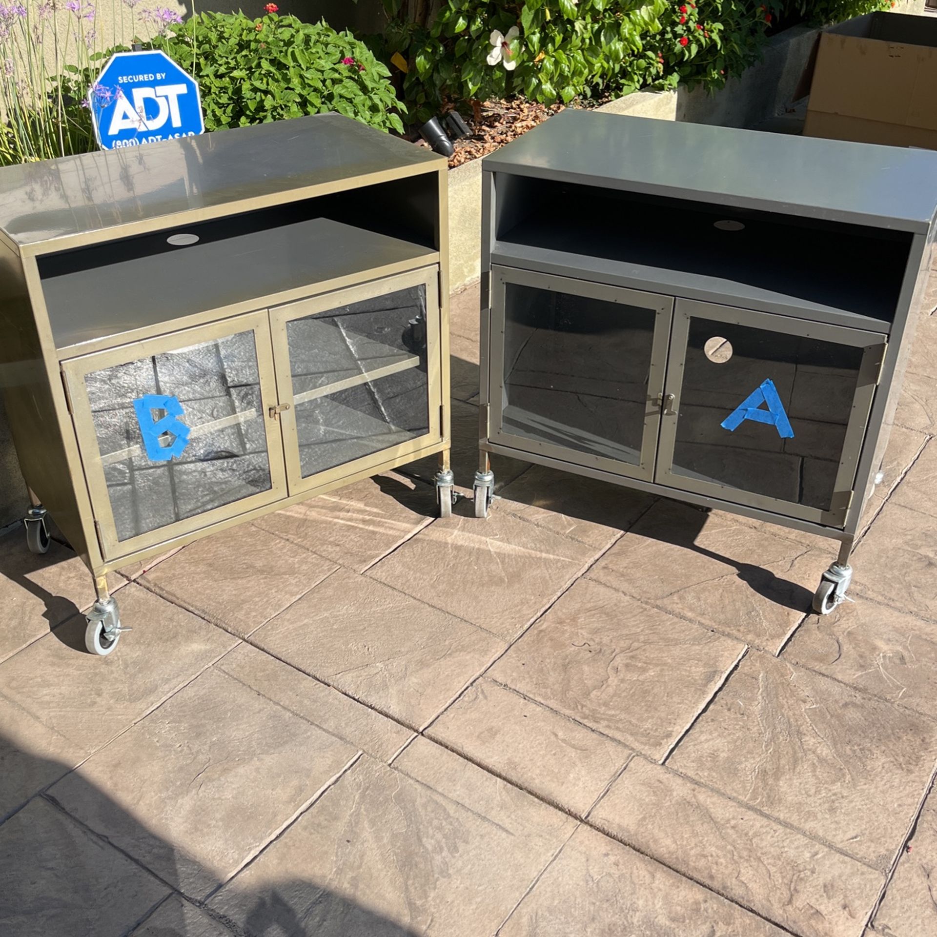 West Elm, CB2, Industrial Metal Media Cabinet, Media Stand , Tv Console, Storage Cabinet, Stand, End Table (B)