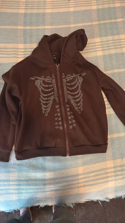 Bedazzled Skeleton Zip Up Hoodie