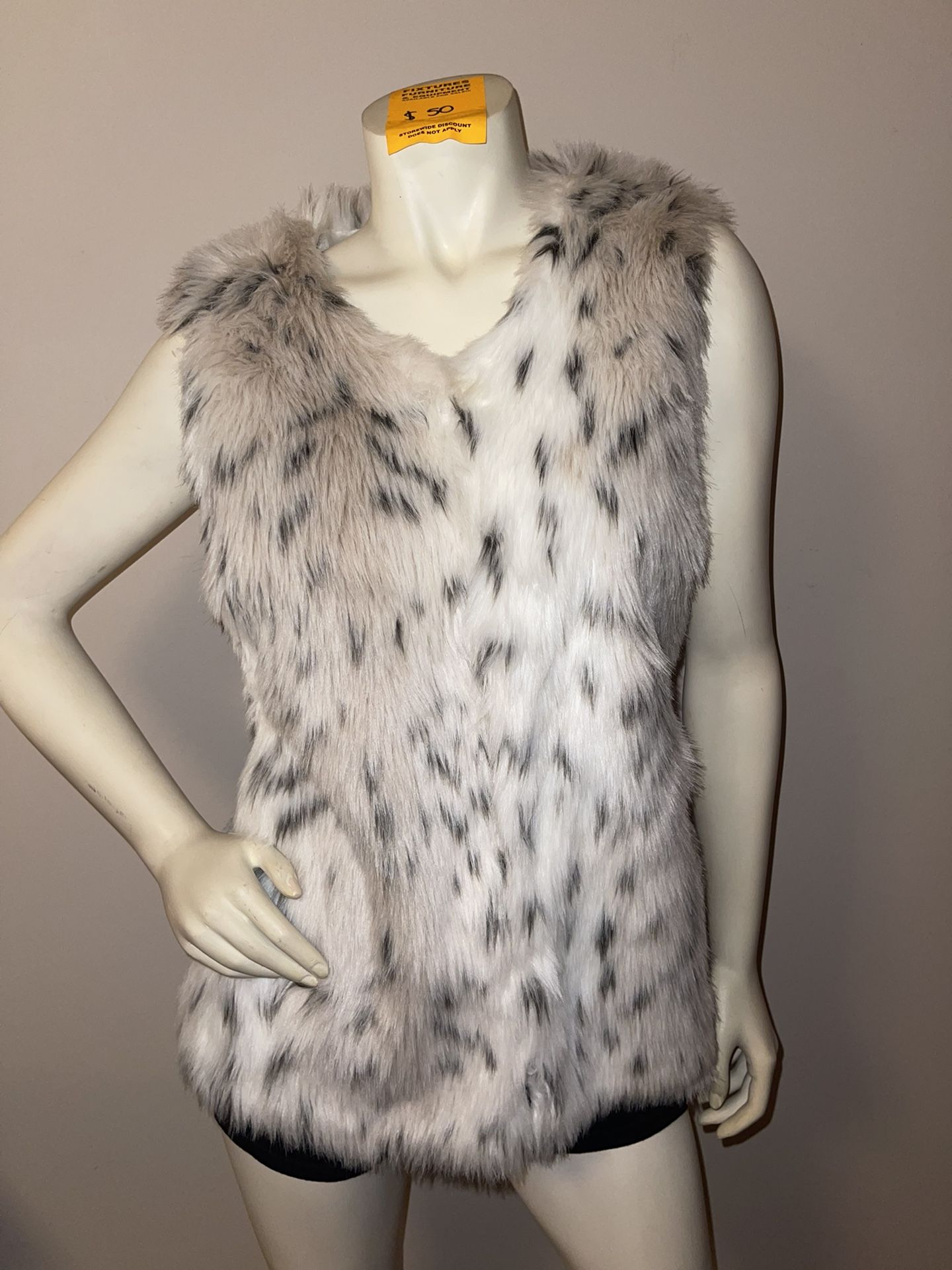 Rue 21 Faux Fur Bobcat Print Vest 