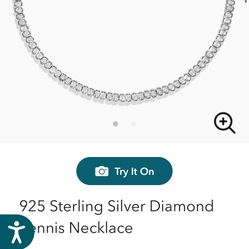 925 Sterling Silver Moissanite Diamond Tennis Chain 3mm 16in 9.0 Carats