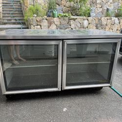 True 2 Glass Door Back Bar Refrigerator Under Bar Cooler - 60” 