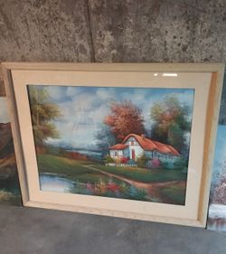 Cottage In The Wilderness By Crane 38" X 30.5" Framed