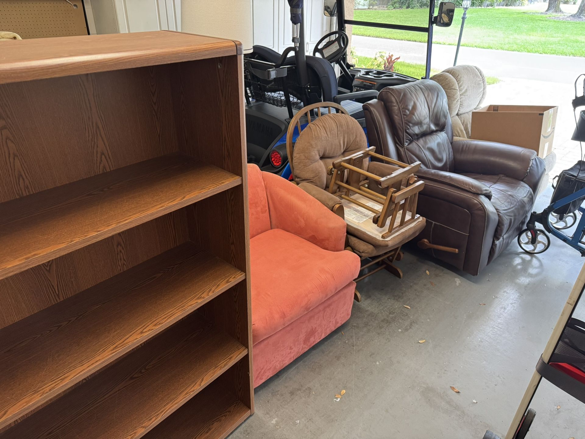 Recliners, Treadmill, Dryer, Tables And Antique Dresser And Vanity Desk