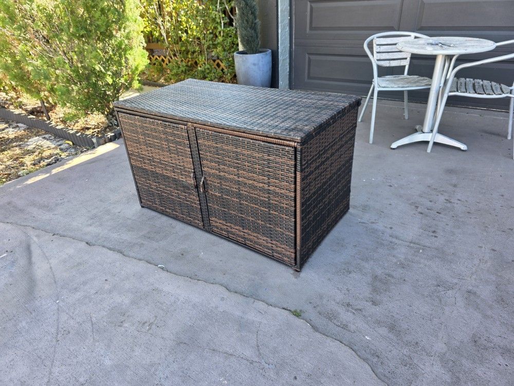 Large Brown Rattan storage box for outdoor/patio Patio cabinet
45L X 23.5"D X 26"T