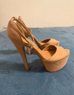 Nude Suede Platform High Heel Sandals