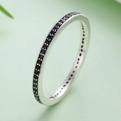 Solid Sterling Silver Inlay Band Ring Size 6, 7 & 8