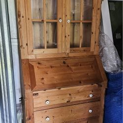 Vintage Pine Hutch with a fold out Desk.