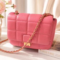 Quilted Pink Crossbody Bag