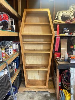 Coffin shaped wooden handmade shelf