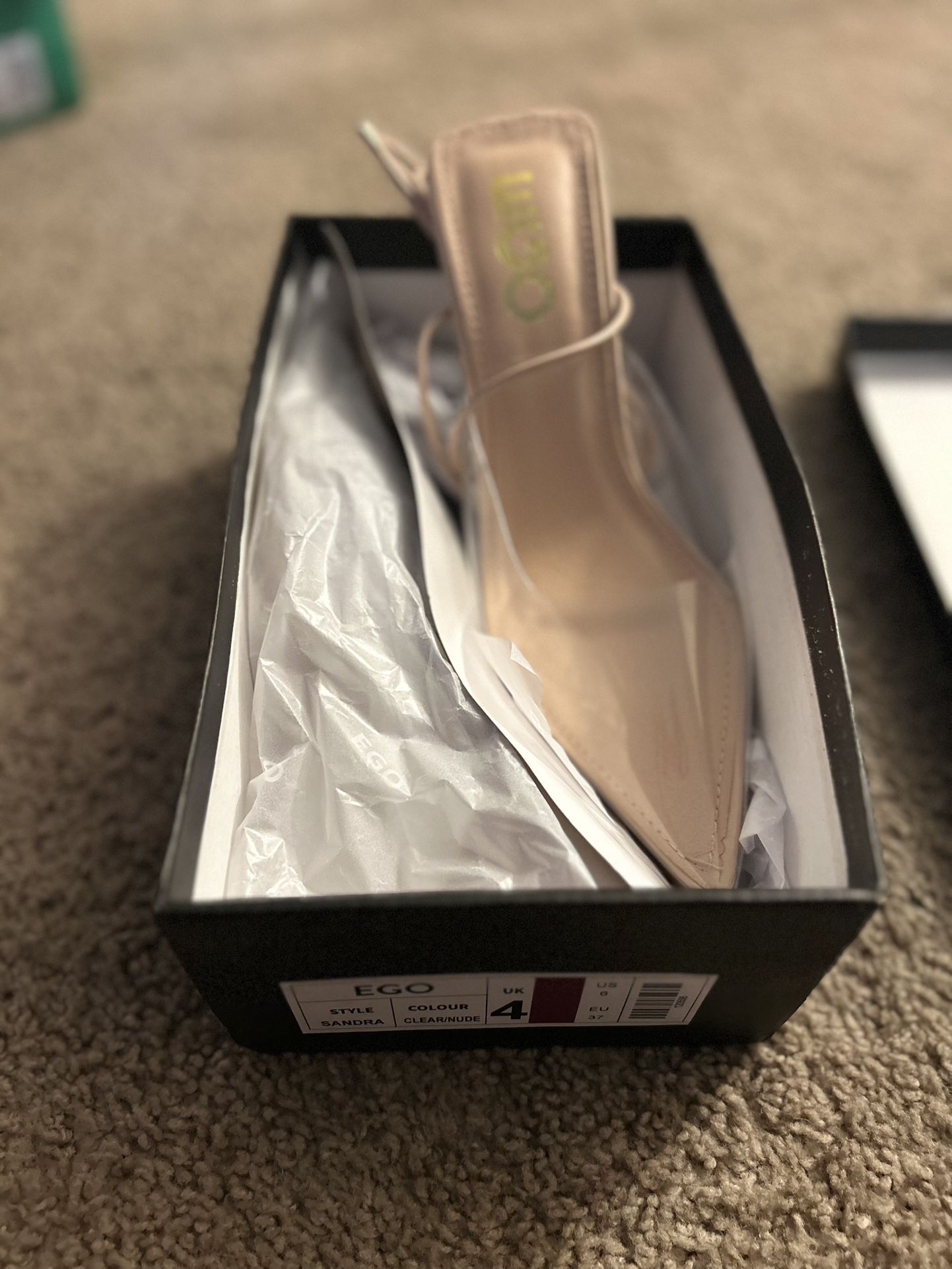 SANDRA LACE UP CLEAR PERSPEX POINTED TOE LOW HEEL IN NUDE PATENT