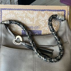 Brighton Purse, silver, gray, leather, never used 