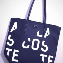 Authentic LACOSTE Large Tote with Logo Navy White
