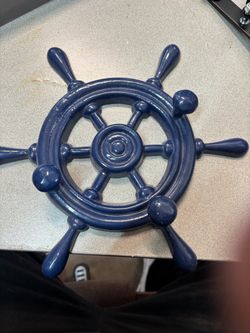 Nautical / Coastal Wall Décor Set – Ship Wheel, Clock & Compass – $75