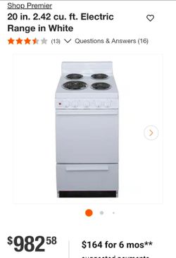 Premier 20 in. White Electric Range