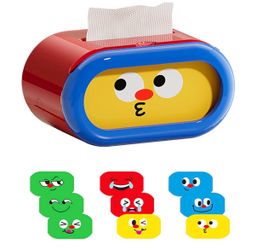 Cartoon Face Tissue Box Holder with Interchangeable Covers