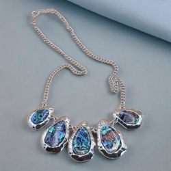 Faux Abalone Necklace , silver tone, stylish,