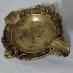 ANTIQUE - MC SOLID BRASS TRINKET DISH / ASHTRAY 5.5"