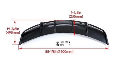 KUAFU Rear Diffuser Compatible with 2017-2023 Tesla Model 3 Sedan V Style Rear Bumper Diffuser Lip Valance Splitter Body Kit ABS Plastic Black