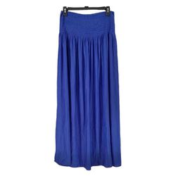 Daisy fuente Women’s Large Pleated Maxi Skirt True Blue with Wide Elastic Waistband 