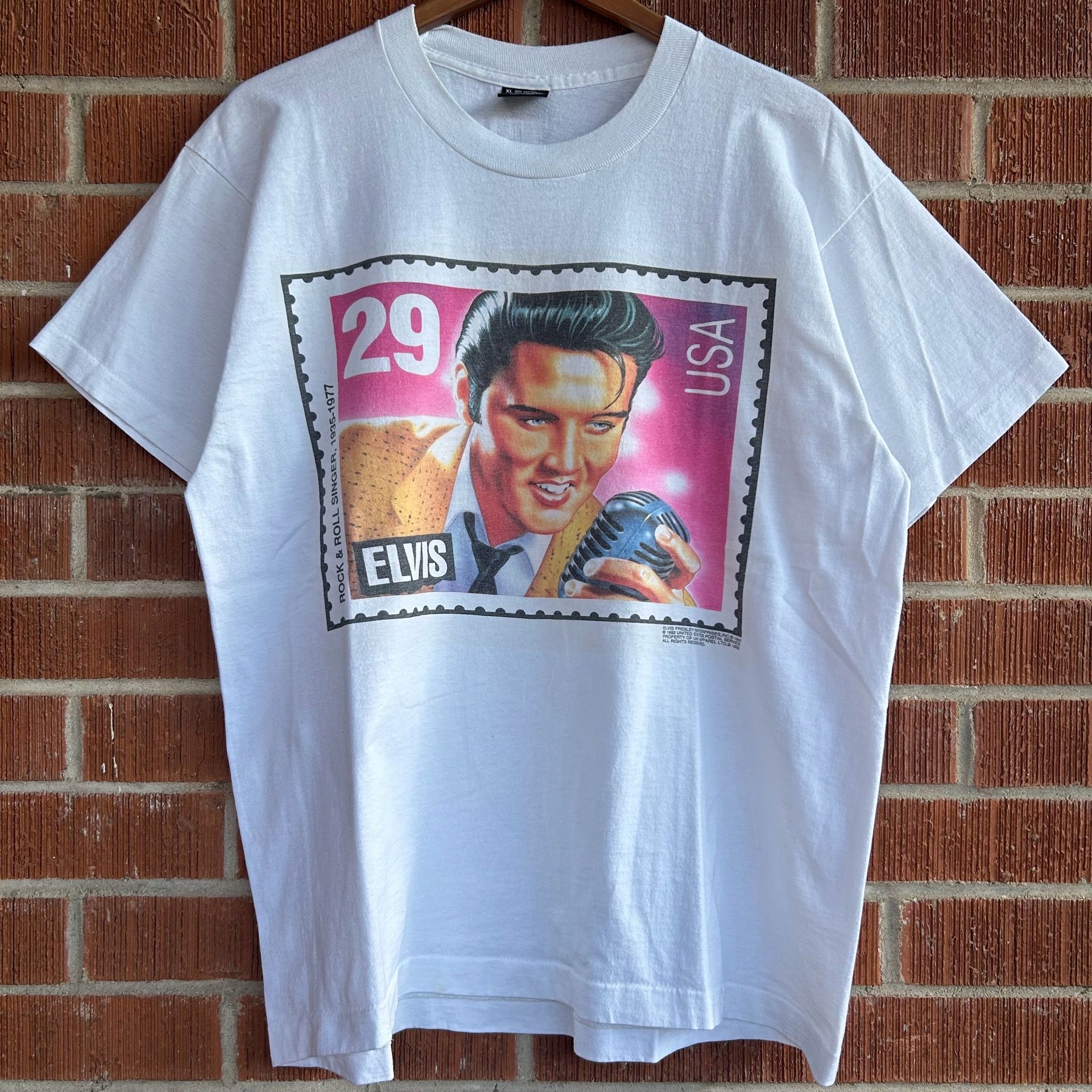 Vintage 1992 Elvis Presley USPS Postal Stamp Rock & Roll T-shirt XL