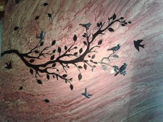 28 X 32 Birds On A Branch Flow Painting