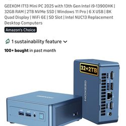 GEEKOM IT13 Mini PC 2025 with 13th Gen Intel i9-13900HK | 32GB RAM | 2TB NVMe SSD | Windows 11 Pro