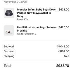 NEVER WORN KIDS MONCLER SIZE 4