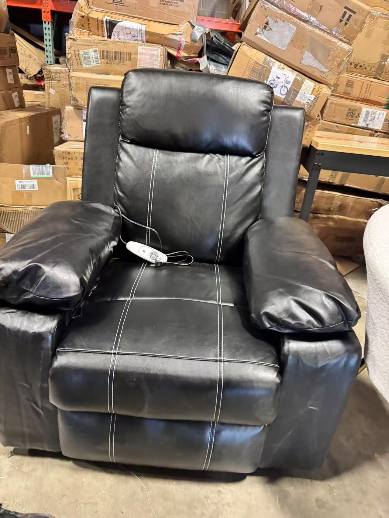 Leather Recliner Chair, Overstuffed Manual Recliner, with massage , black  